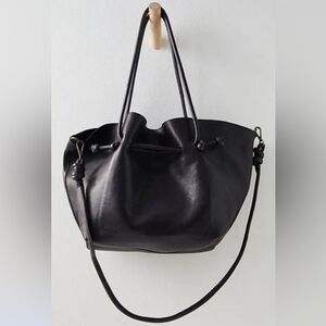 Free People Head Over Heels Leather Tote in Black NEW